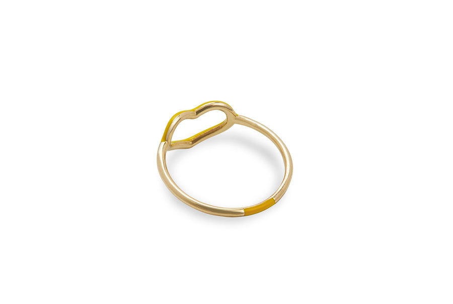 Manipura yellow enamel heart ring